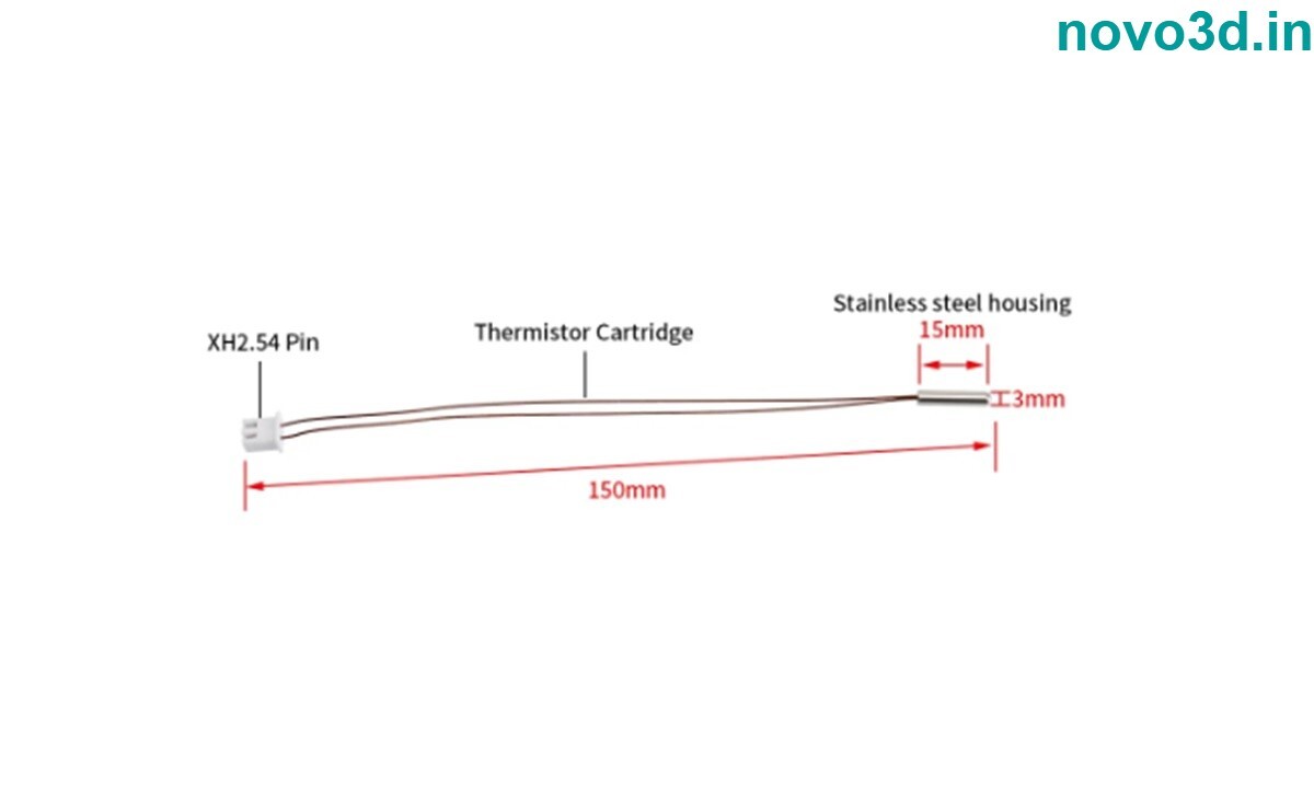 Ntc Thermistor 100k Sensor - Dumet Wire Head 3*15mm, Max Temp 350â°c | User-friendly Xh2.54-2p Terminal, Compatible With Voron, Cr6 Se, Dragon & More