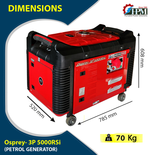 Portable 3 Phase Petrol Generator Model Osprey Ge-3p-5000rsi Recoil And Self Start