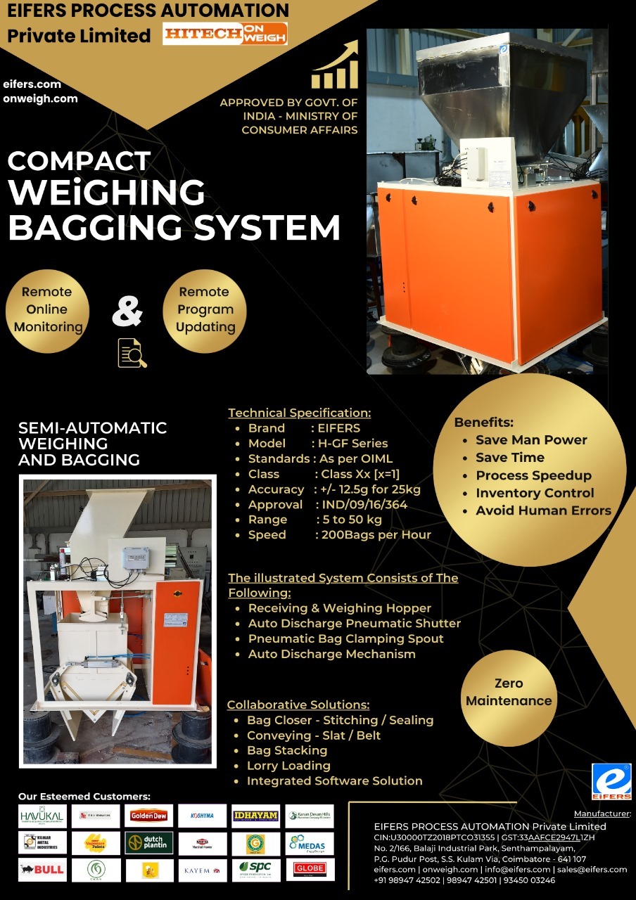 Semi Automatic Weighing And Bagging With Stitching And Conveying System
