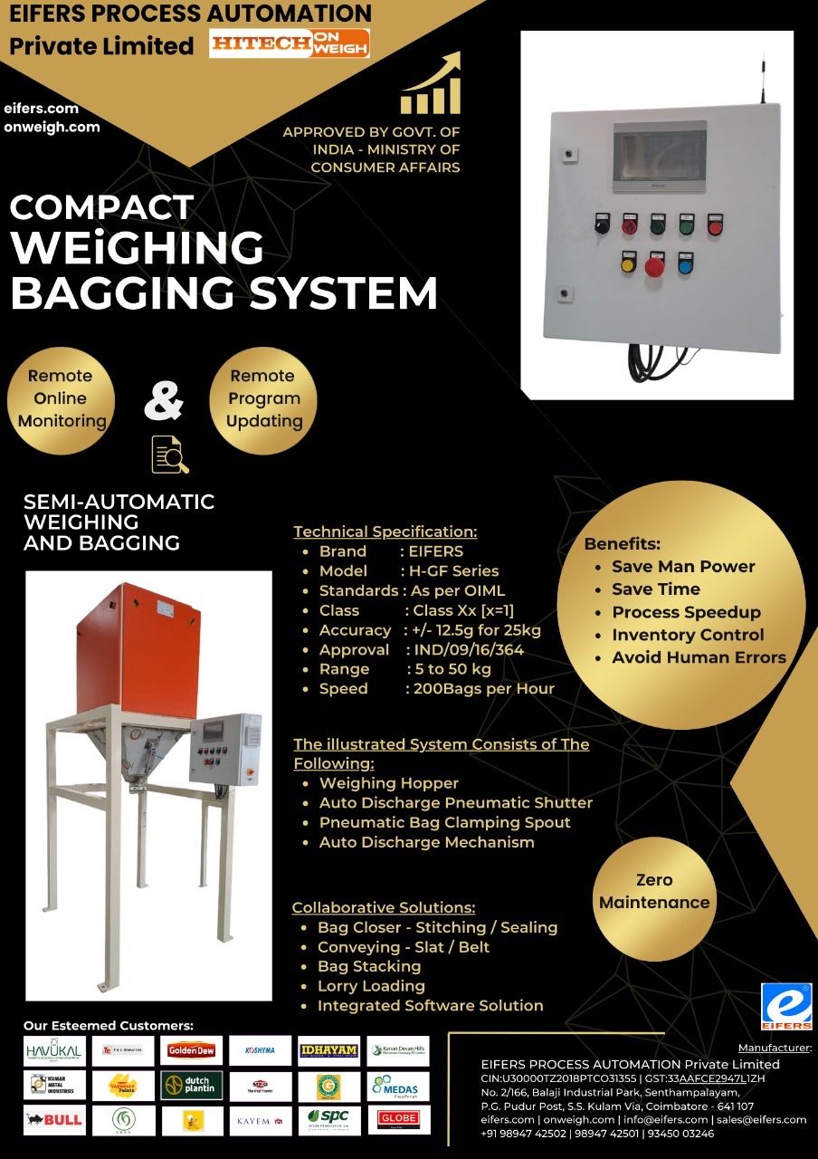 Semi Automatic Weighing And Bagging With Stitching And Conveying System