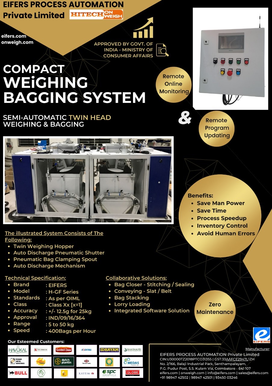 Semi Automatic Weighing And Bagging With Stitching And Conveying System