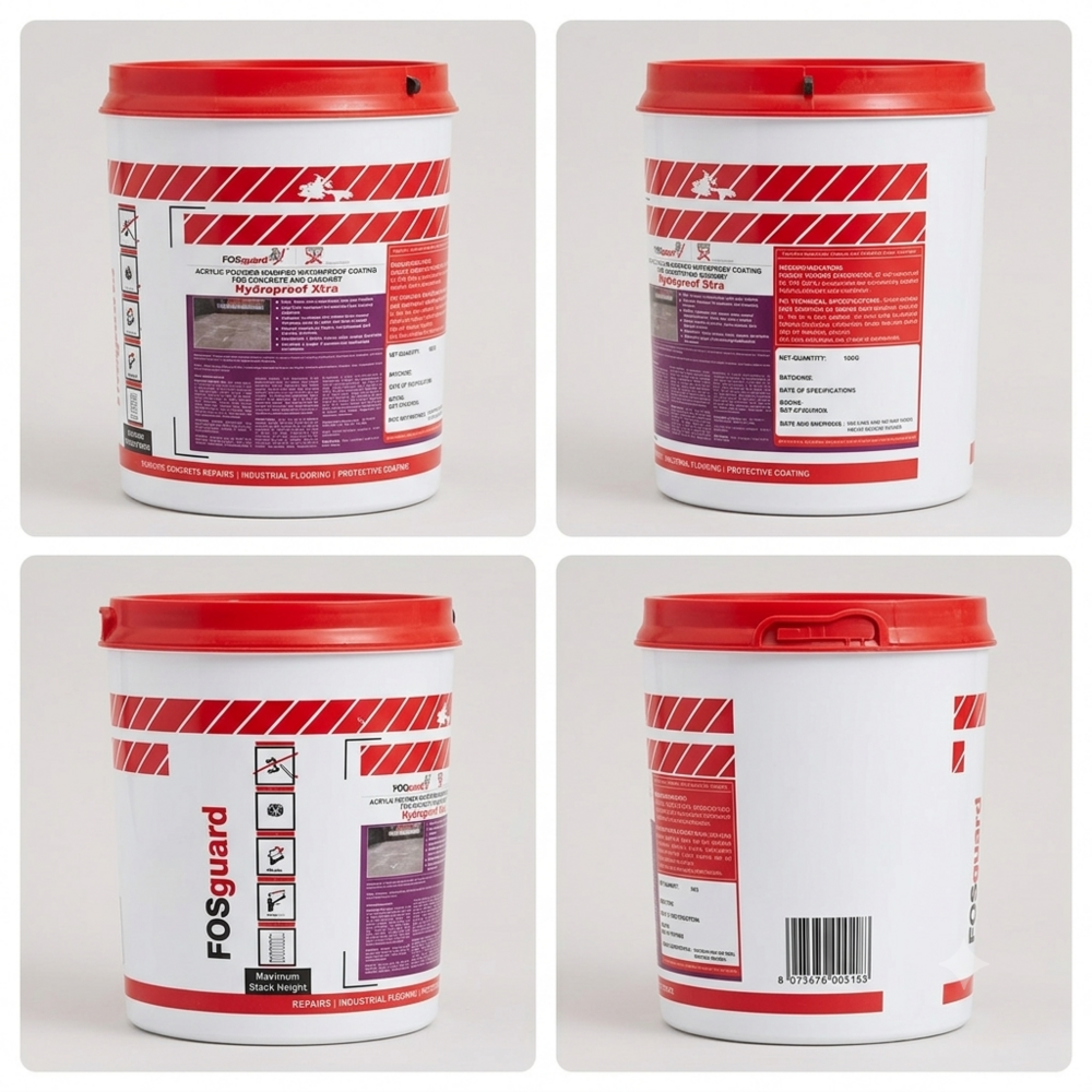 Foscro Hydrproof Xtra - Liquid Polymer Cement Waterproof Coating | Classic White, Versatile Use on Concrete, Masonry, and Metal, Long-Lasting Moisture Barrier