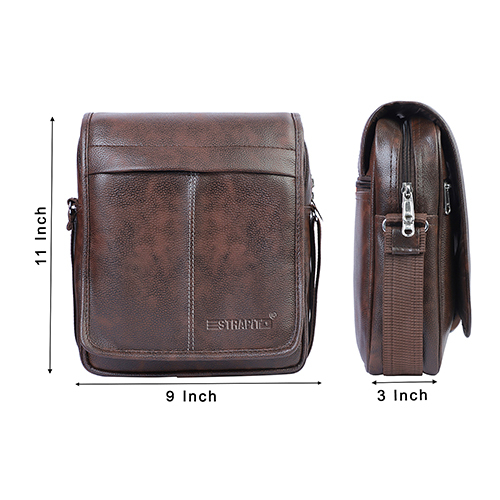 Different Available 11 X 3 X 9 Inch Brown Pu Leather Shoulder Office Travel Bag