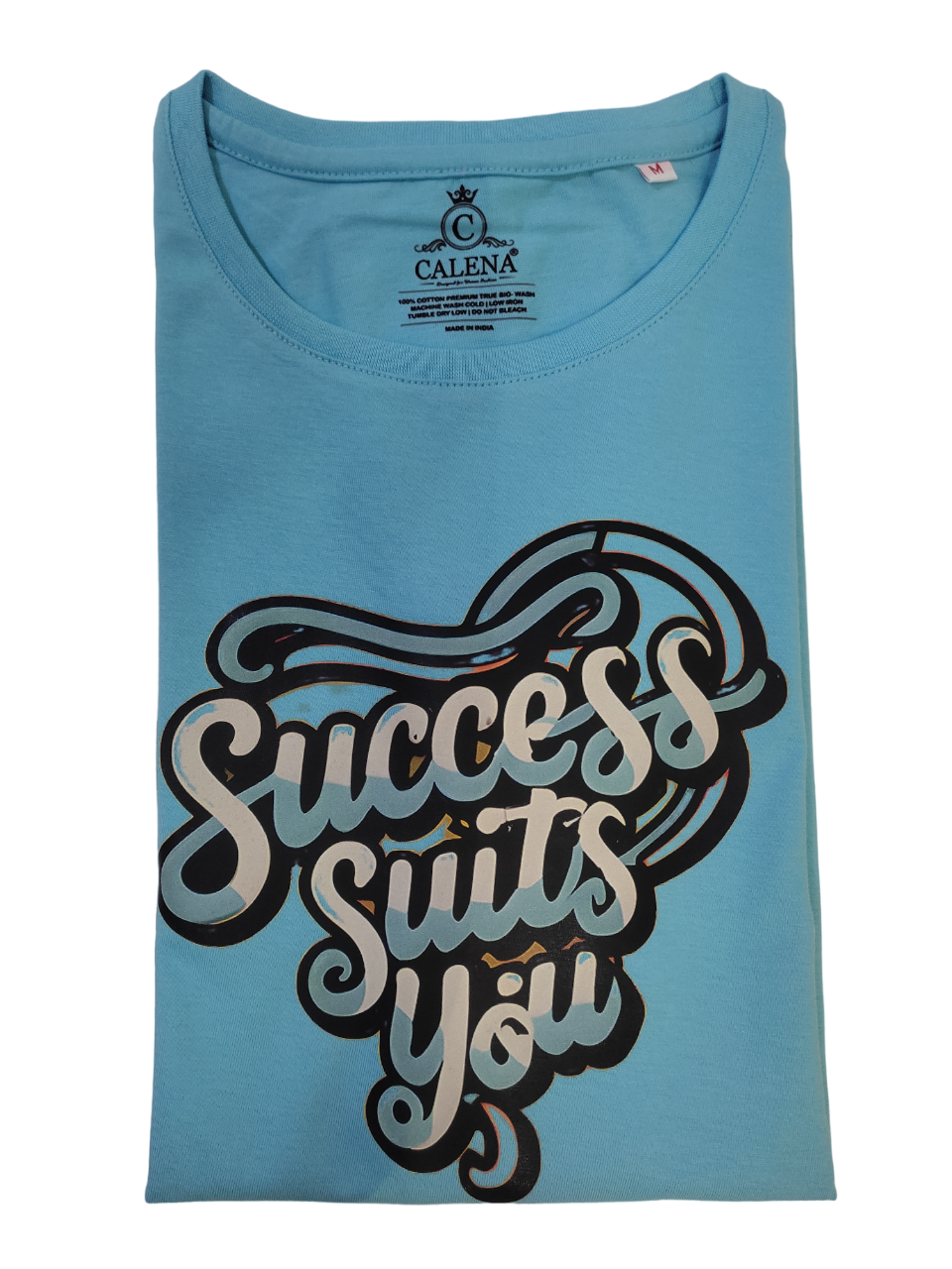 Round Neck T-shirt - 100% Compact Cotton 180 Gsm Sky Blue | Short Sleeves Dtf Printed For Women