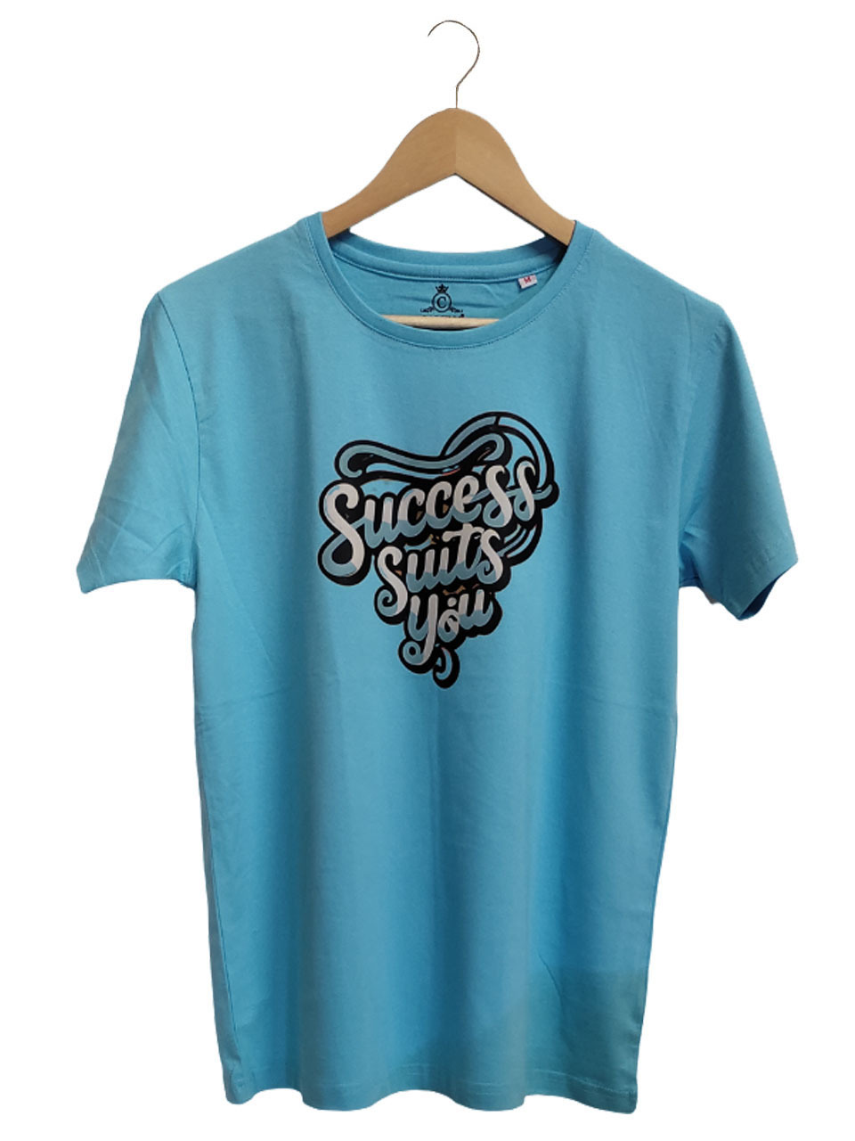 Round Neck T-shirt - 100% Compact Cotton 180 Gsm Sky Blue | Short Sleeves Dtf Printed For Women