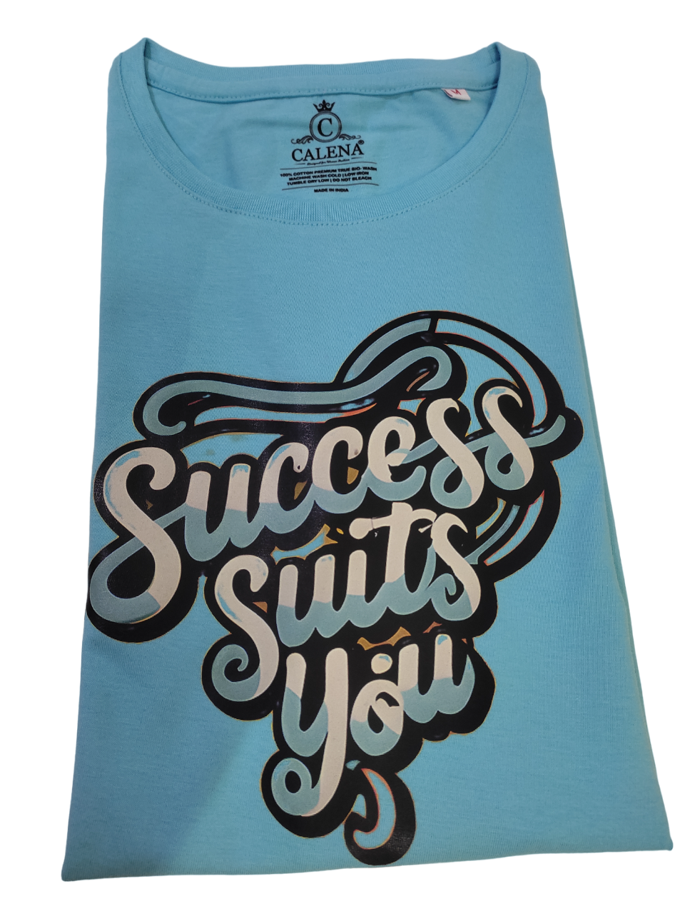 Round Neck T-shirt - 100% Compact Cotton 180 Gsm Sky Blue | Short Sleeves Dtf Printed For Women