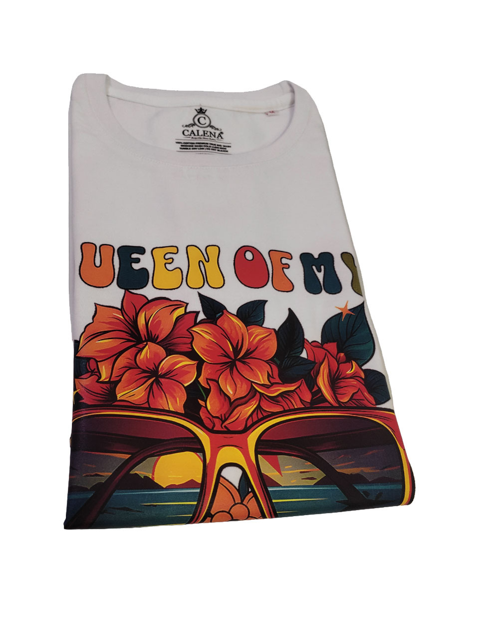 T-shirt For Girls And Women - 100% Compact Cotton 180 Gsm O-neck White Color Short Sleeves Printed Design For Female Age 18+
