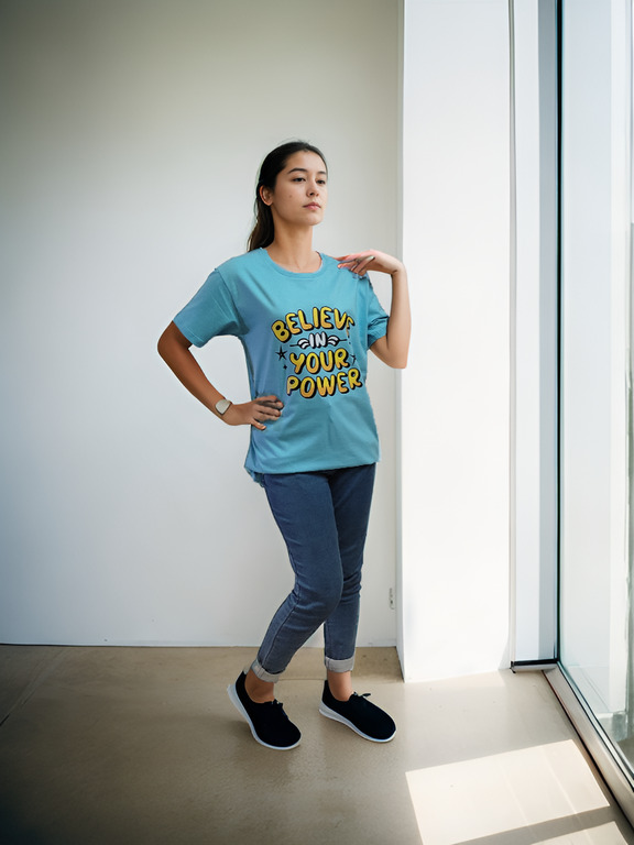 Unisex T-shirt For Men And Women - 100% Compact Cotton 180 Gsm Sky Blue Printed Short Sleeves O-neck Available In Sizes S L Xl Xxl