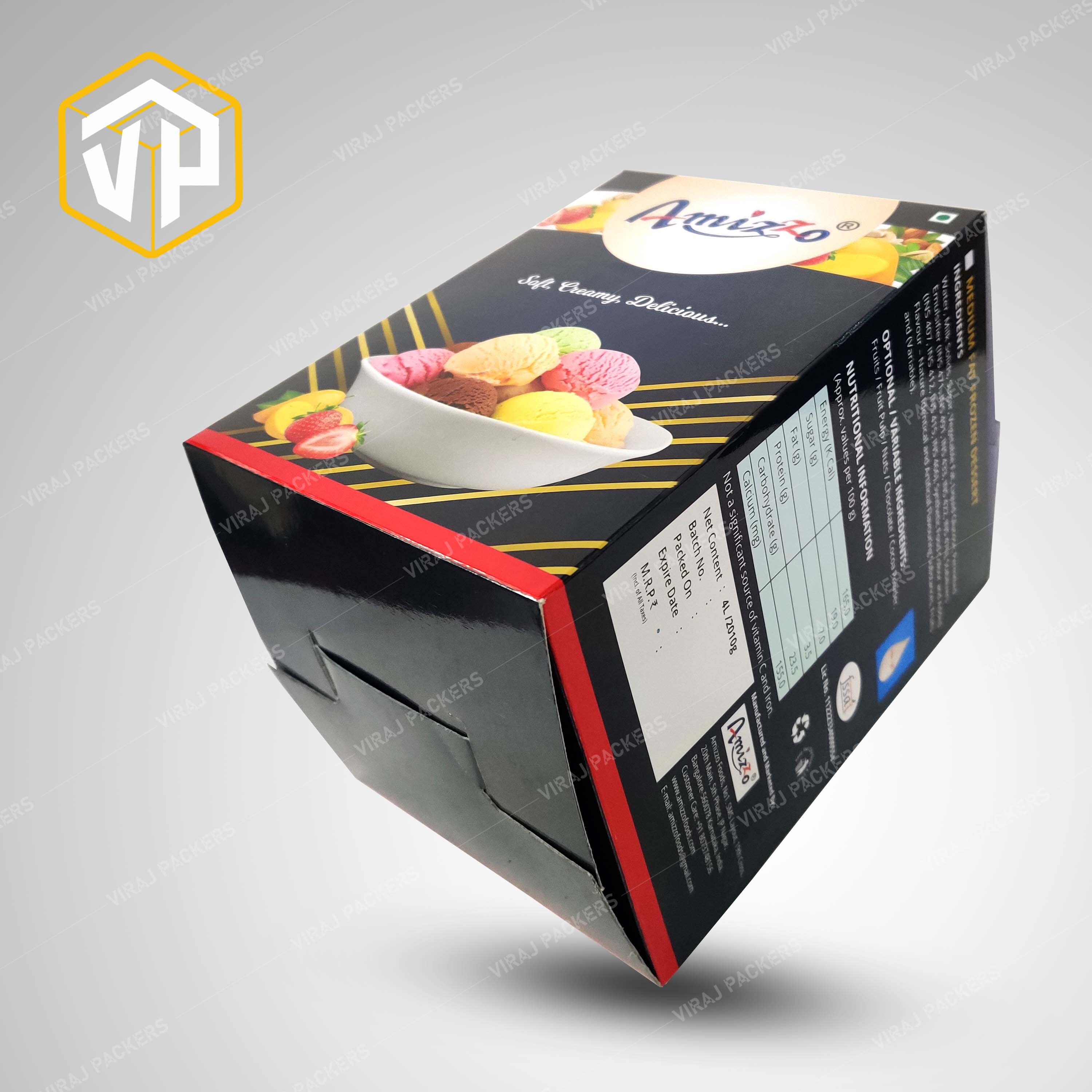 Ice Cream Printed Packaging Box - Cardboard, Customized Size, Vibrant Colors | Ideal For Food Industry Use