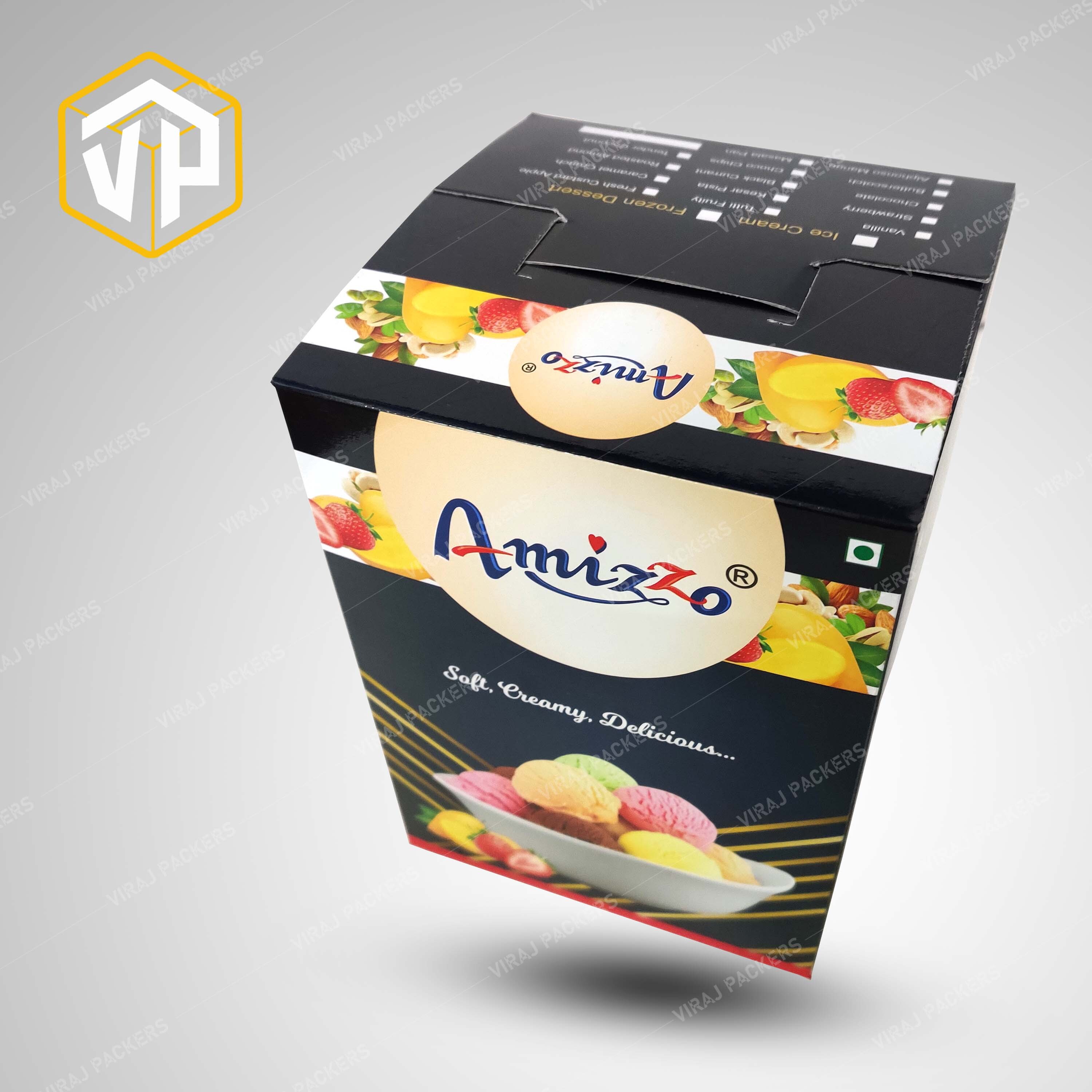 Ice Cream Printed Packaging Box - Cardboard, Customized Size, Vibrant Colors | Ideal For Food Industry Use