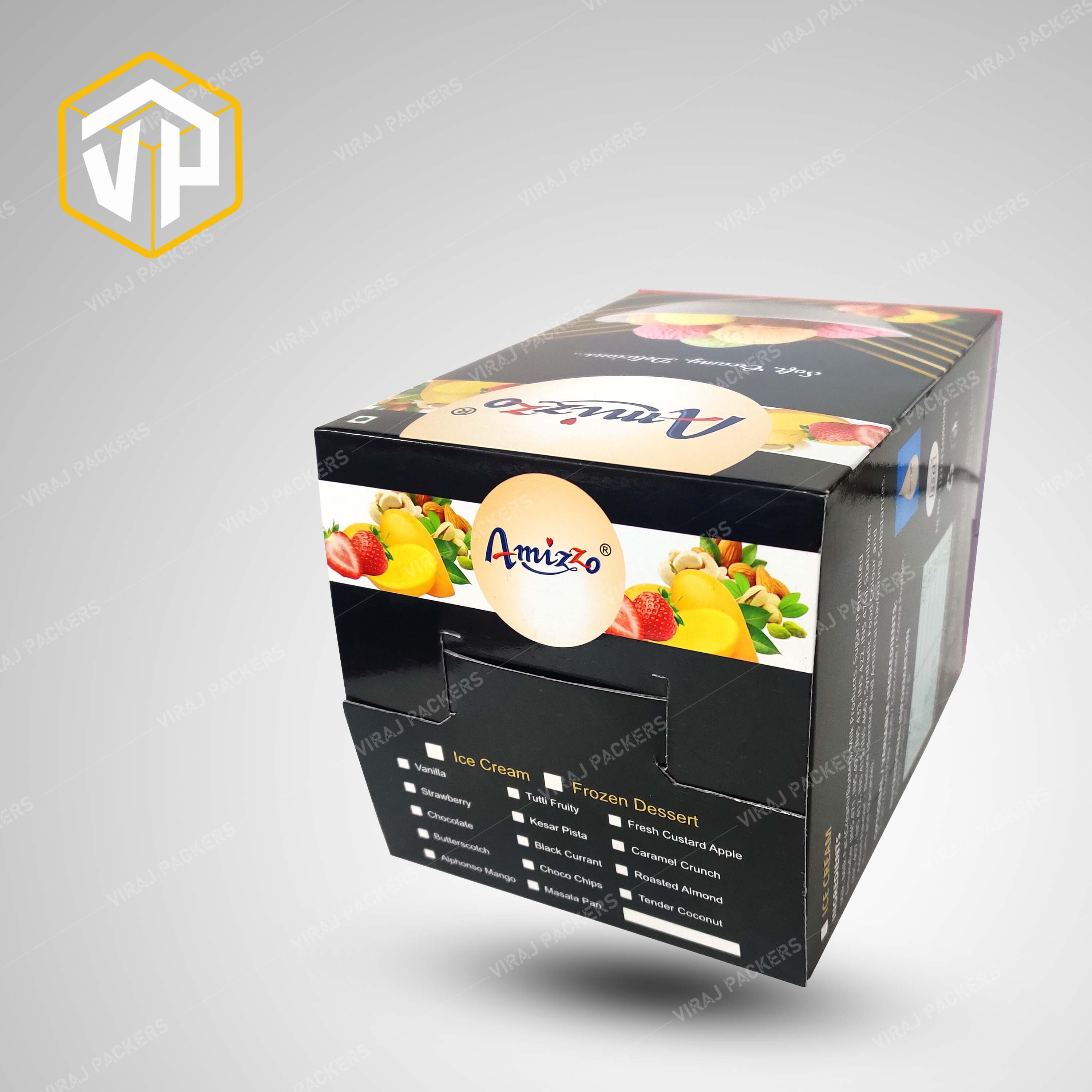 Ice Cream Printed Packaging Box - Cardboard, Customized Size, Vibrant Colors | Ideal For Food Industry Use