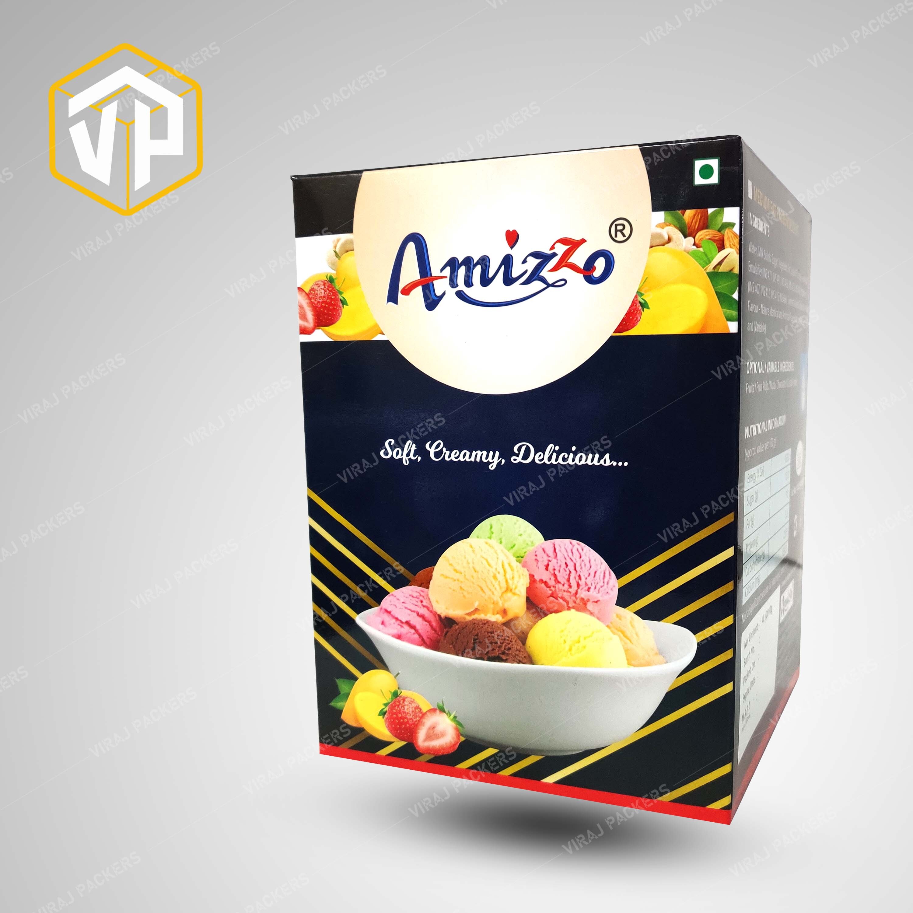 Ice Cream Printed Packaging Box - Cardboard, Customized Size, Vibrant Colors | Ideal For Food Industry Use