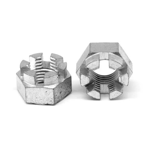 Mild Steel Castle Nut - 14mm Size, Chrome Plated Silver Finish | Durable Hardware Fitting for Heavy-Duty Applications