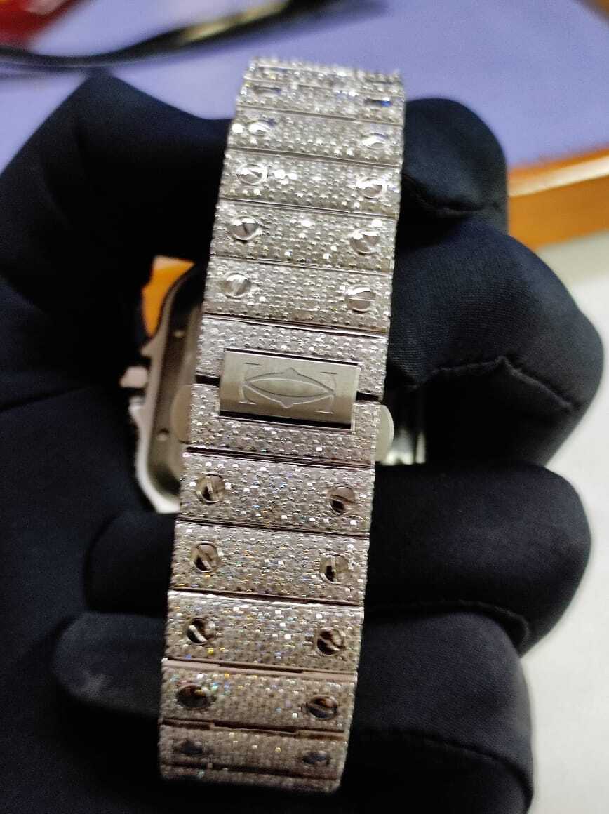 Real Diamonds Round Fully Iced Out Moissanite Diamond Watch - Diamond Carat Weight: 33.35 Carat