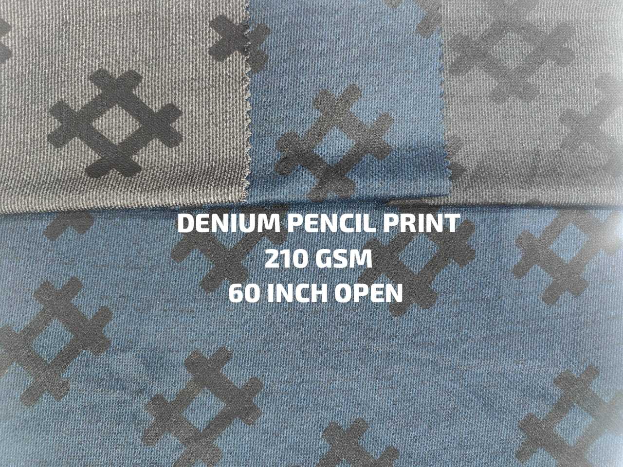 Denim Pencil Print Lycra Fabric - 60 Inch Width, 210 Gsm Weight | Multicolor, Smooth Knitted Texture, Washable, Suitable For All Seasons