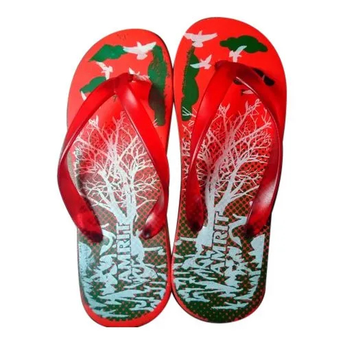 बच्चों के लाल प्रिंटेड चप्पल