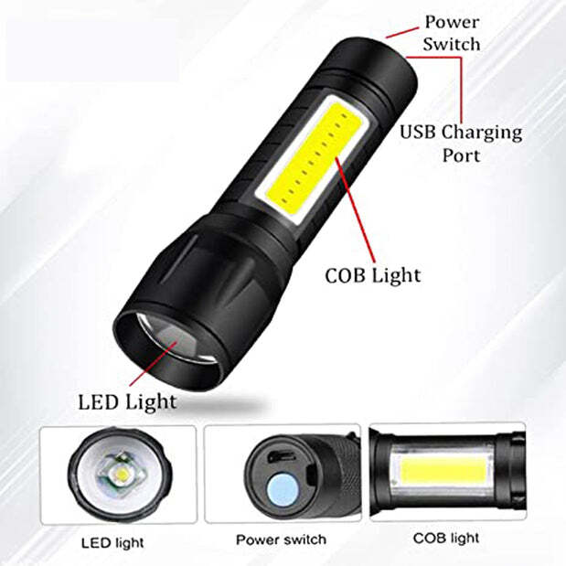 Mini Rechargeable Led Long Range Flashlight Emergency Light Torch (7528)