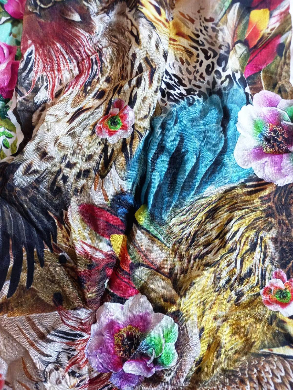 Fancy Printed Viscose Linen Satin Fabric - Attributes: Comfortable & Soft