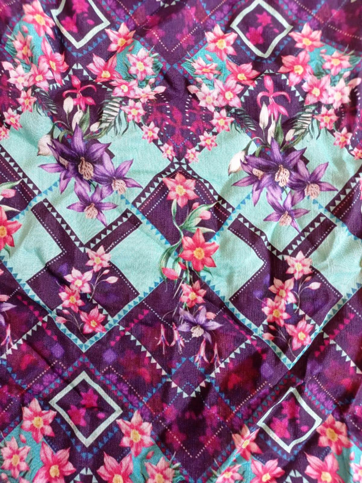 Fancy Printed Viscose Linen Satin Fabric - Attributes: Comfortable & Soft