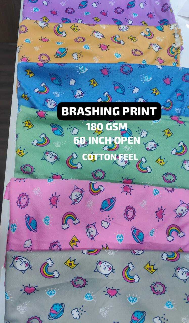 Brushing Print Cotton Feel Knitted Lycra Fabric - 60" Width, Multicolor Printed Texture | Washable, Hand Wash Recommended, 180g Weight