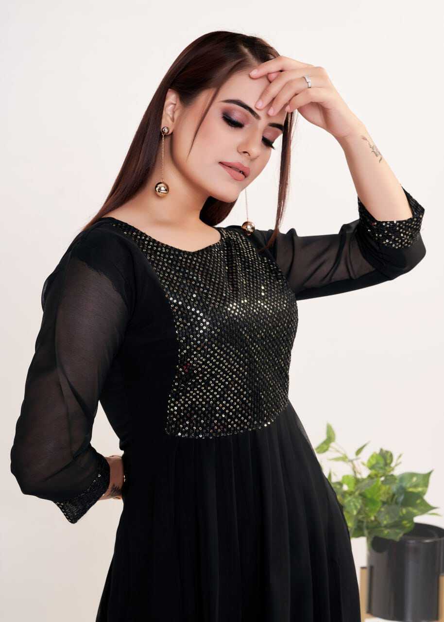 Kurti And Duppta 2 Piece Set ( Black Colour )