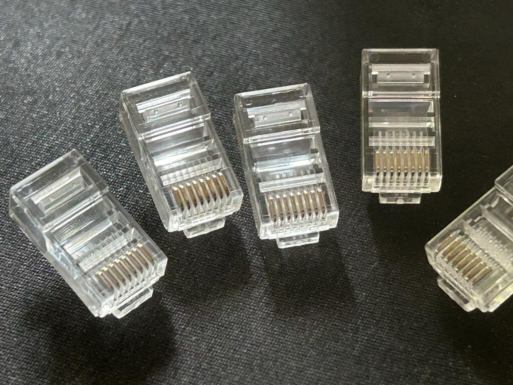 Rj45 Connectors/cat6 Connectors (Pack Of 100) - Plastic Material, 8p8c Contacts, Transparent Color | Cat6 Compatible, Durable Design, High Speed Data Transfer