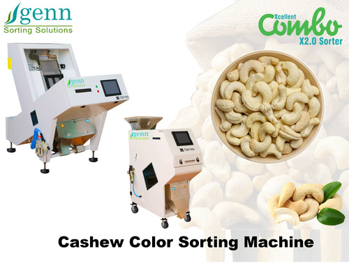 Cashew Nut Color Sorter - Tri Chromatic True Color Rgb, 16200 Pixels Camera Resolution | Ai Image Acquisition System, 64 Channels, 220 Power, >99% Accuracy