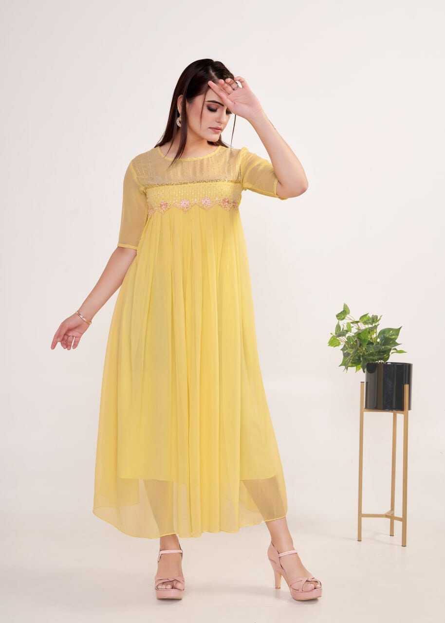 Asin Yellow - Georgette, S-m-l-xl-xxl, Yellow Color | 2-piece Set, Elegant Style, Embroidered Detail, American Crepe Lining, Ready To Ship