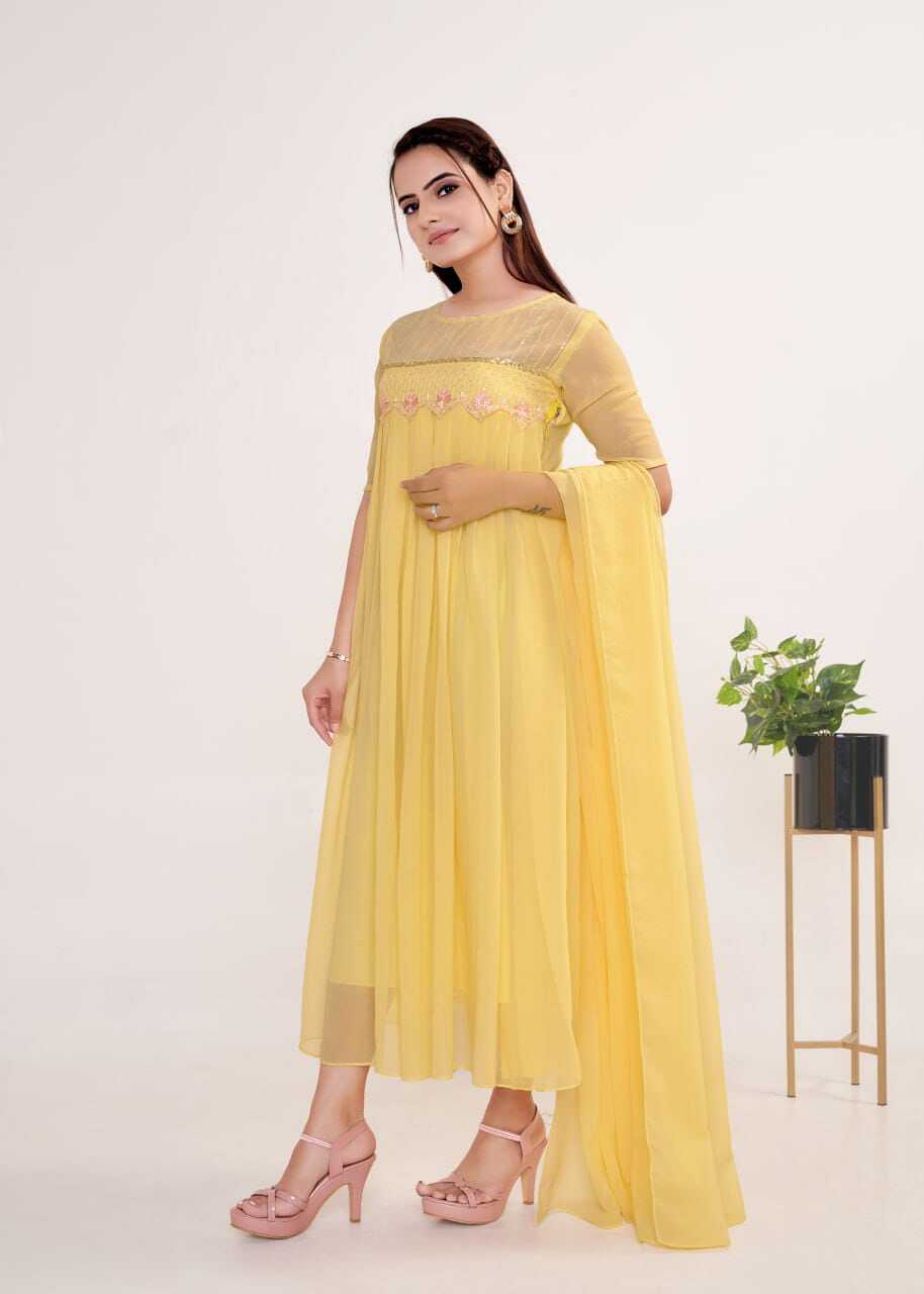 Asin Yellow - Georgette, S-m-l-xl-xxl, Yellow Color | 2-piece Set, Elegant Style, Embroidered Detail, American Crepe Lining, Ready To Ship