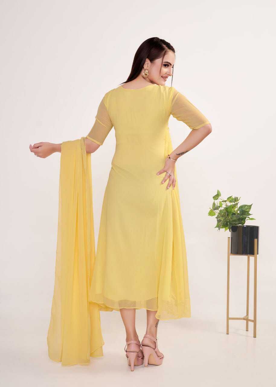 Asin Yellow - Georgette, S-m-l-xl-xxl, Yellow Color | 2-piece Set, Elegant Style, Embroidered Detail, American Crepe Lining, Ready To Ship