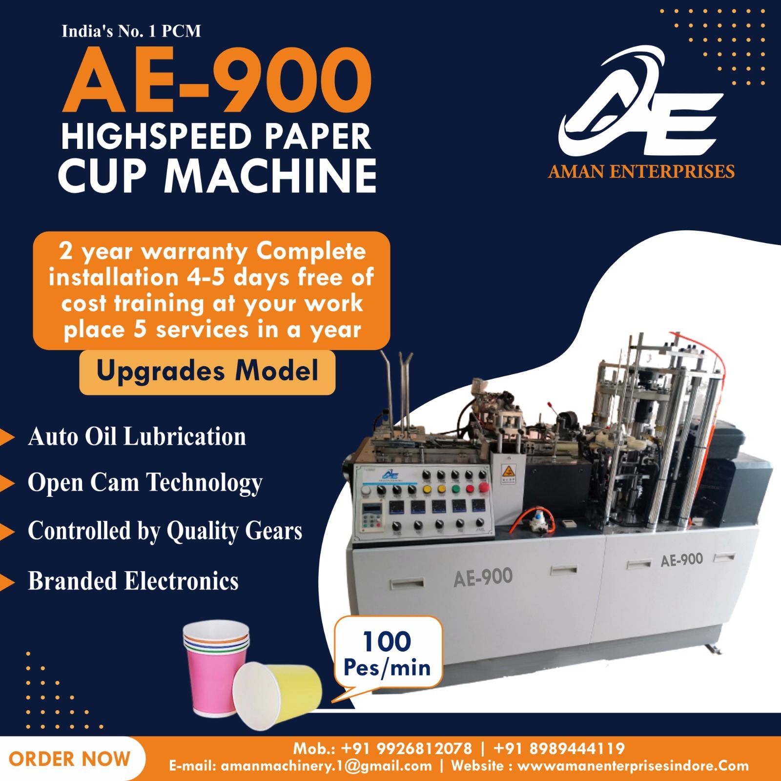 High Speed Paper Cup Making Machine Capacity: 110 Pcs/min