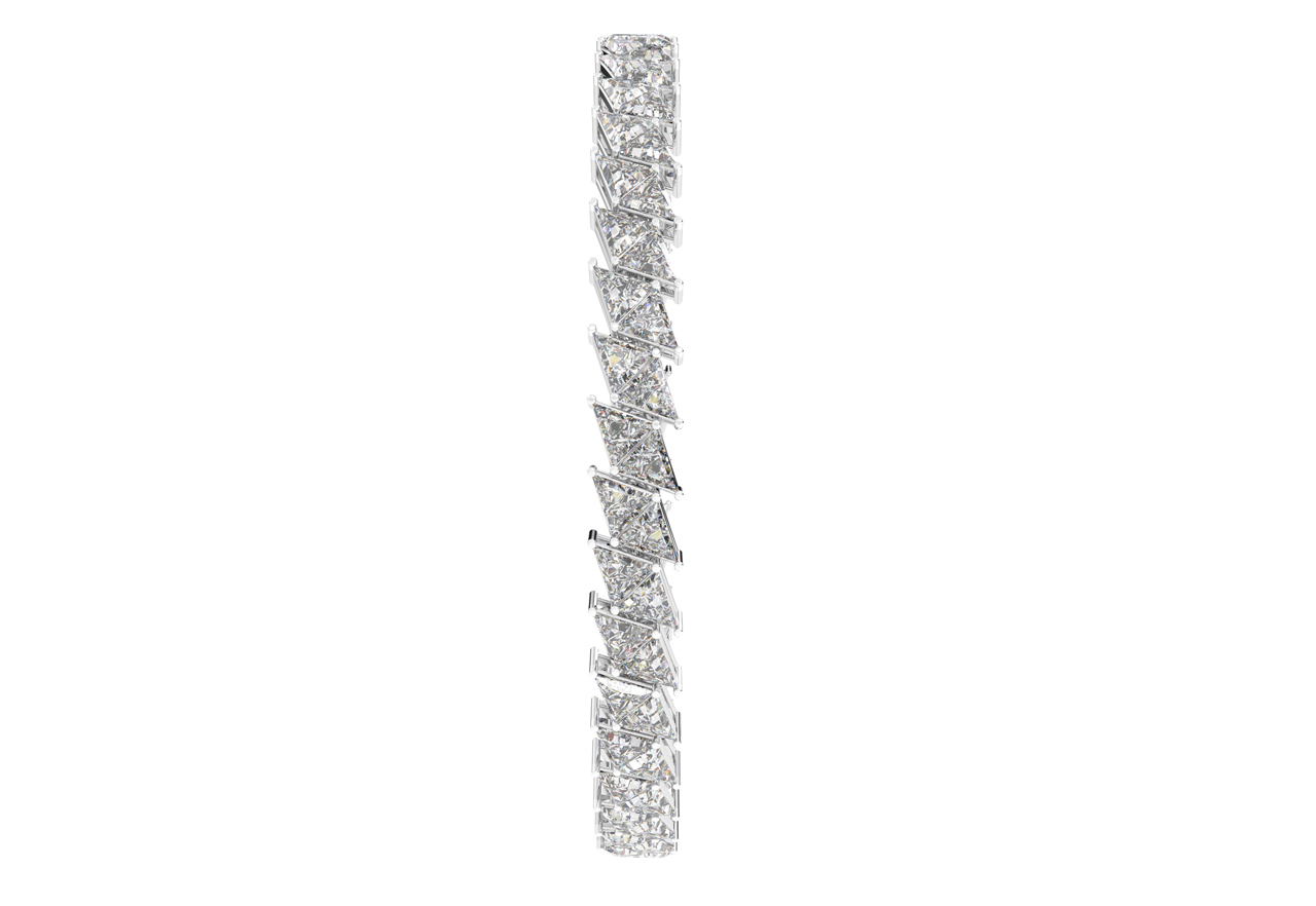 Lab Grown Diamond Tennis Bracelet - 14.63 Carat Trillion Cut Lab-grown Silver Adjustable 6.5 To 8 Inches Length Hypoallergenic And Lightweight Design