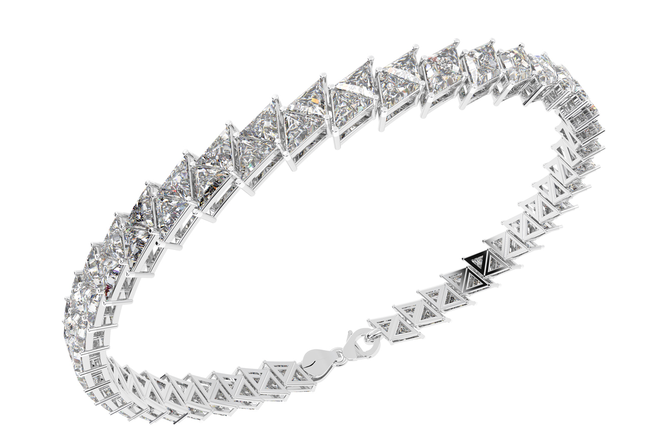 Lab Grown Diamond Tennis Bracelet - 14.63 Carat Trillion Cut Lab-grown Silver Adjustable 6.5 To 8 Inches Length Hypoallergenic And Lightweight Design