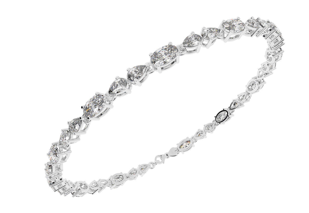 Sleeping Oval And Pear Shape Lab-grown Diamond Bracelet - Diamond Carat Weight: 4.84 Carat