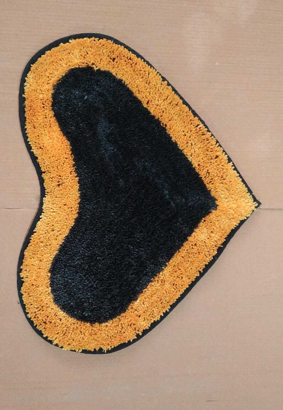 Micro Heart Shaped Mats - Polyester, 16x24 Inches, Multi Coloured | Anti Slip, Quick Drying, Washable, Water Absorbent, Soft Design