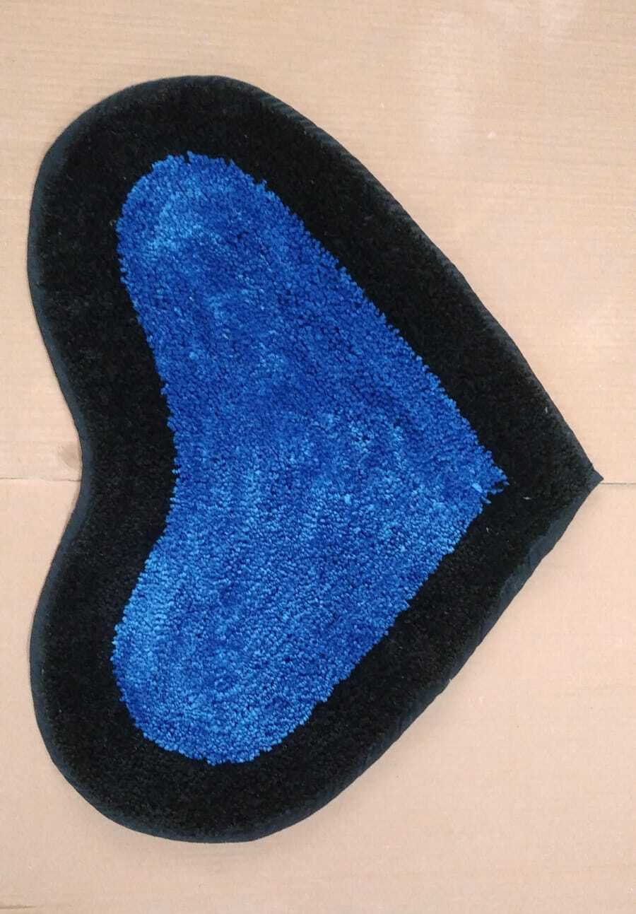 Micro Heart Shaped Mats - Polyester, 16x24 Inches, Multi Coloured | Anti Slip, Quick Drying, Washable, Water Absorbent, Soft Design