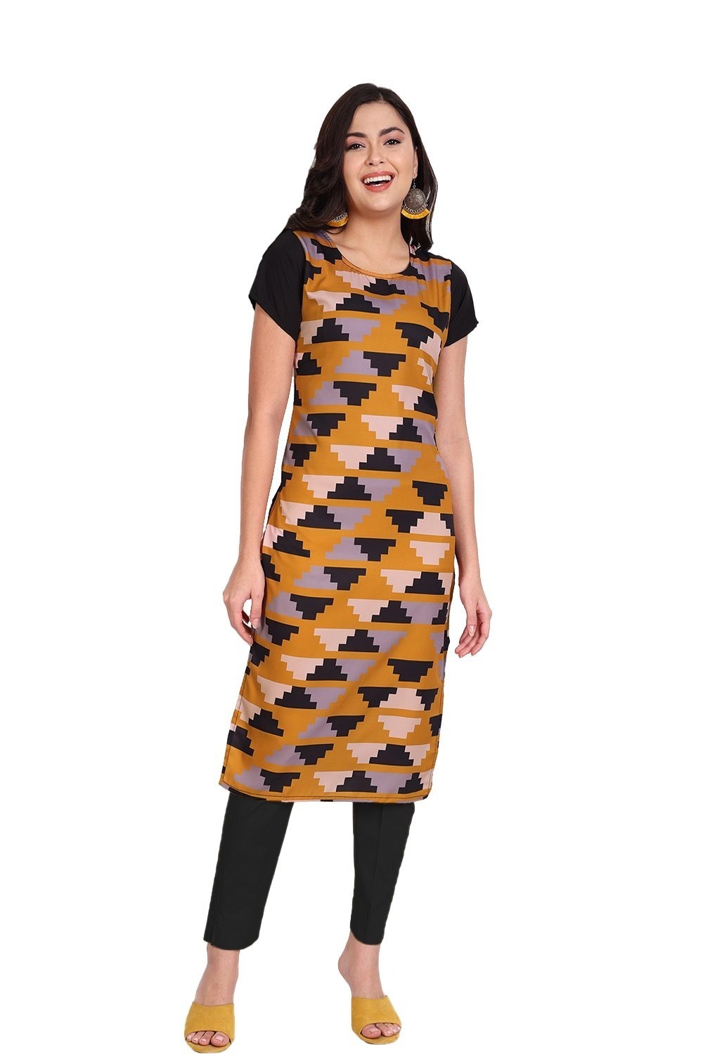 Printed Kurtis - Cotton Fabric, Customized Sizes Including Plus Size , Traditional Style For Ladies