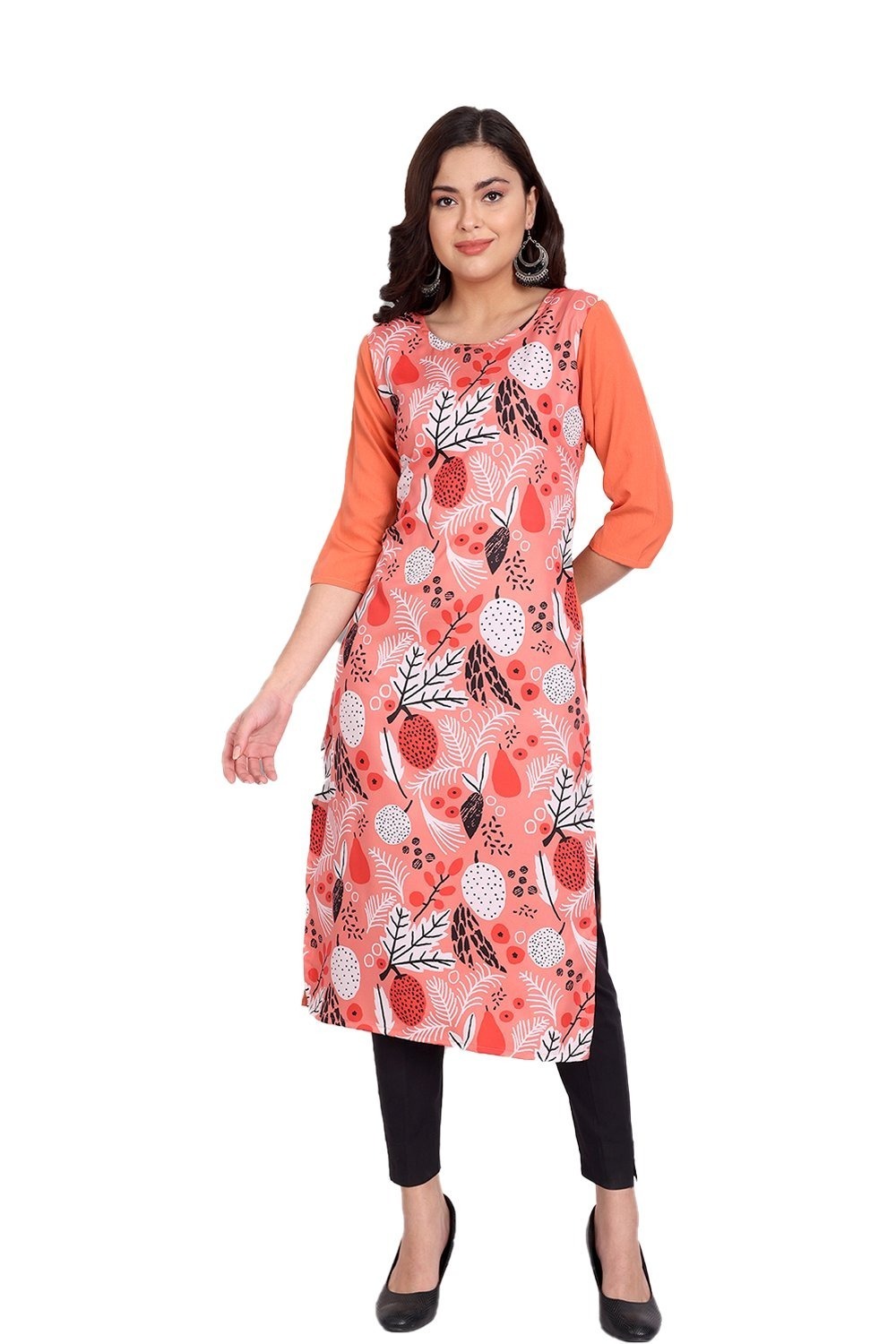 Printed Kurtis - Cotton Fabric, Customized Sizes Including Plus Size , Traditional Style For Ladies