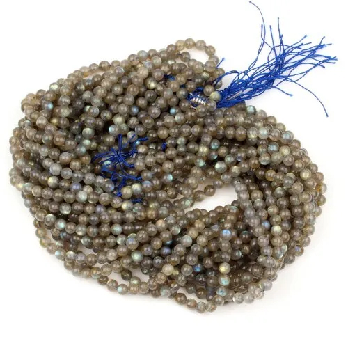 27 Strings Natural Labradorite Round Cabochon Beads - Beads Colour: Multi