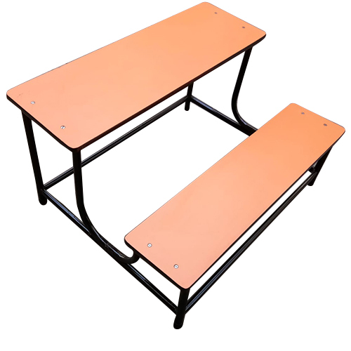 2 Seater Iron Frame School Bench - High-Quality Wood Seating, Durable Steel Frame | Indoor Use, Machine Bending Technology, Customizable Options