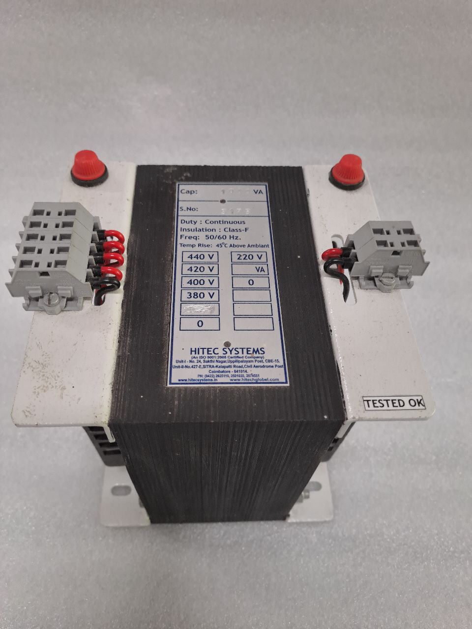 Control Isolation Transformers - Cover Material: Pvc