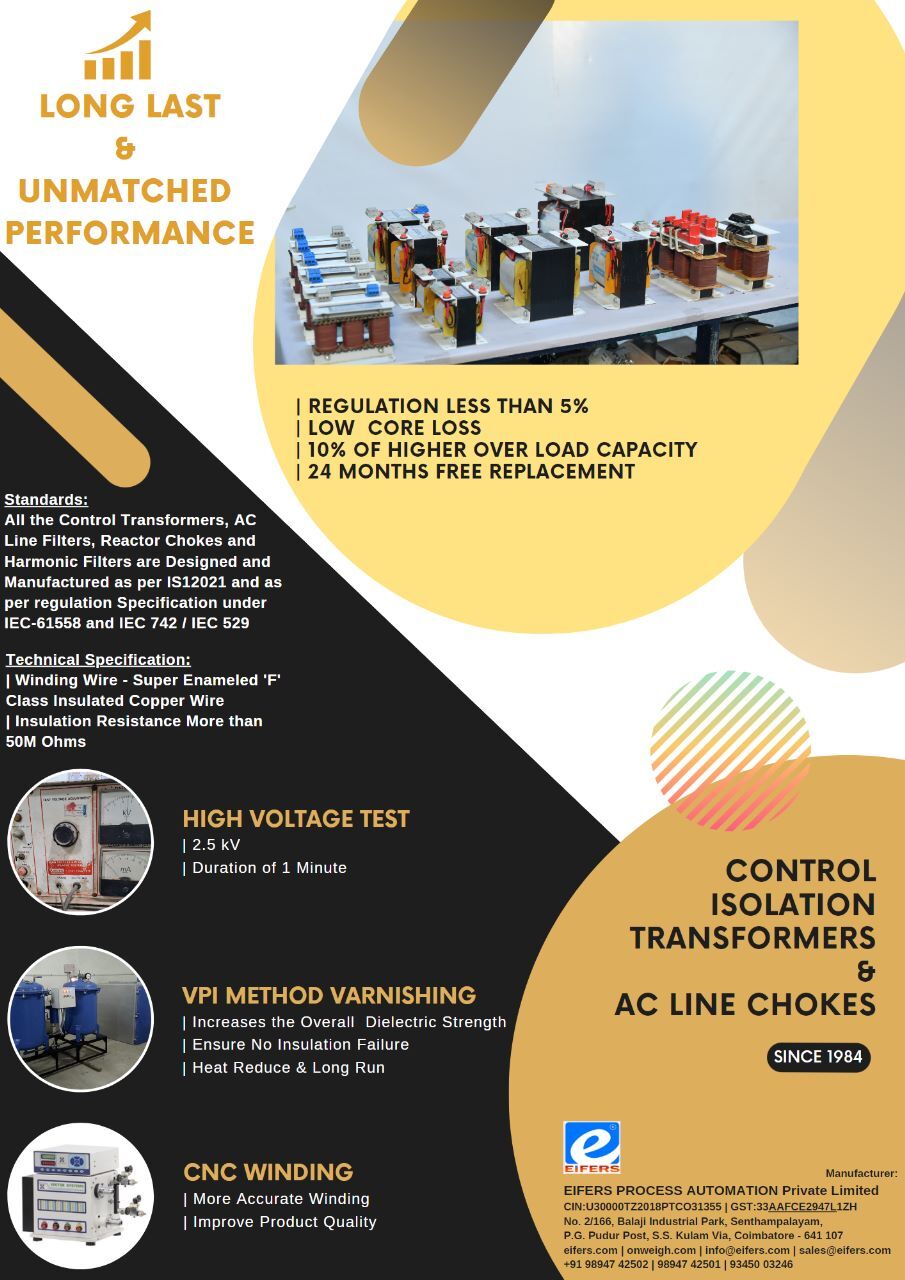 Control Isolation Transformers - Cover Material: Pvc