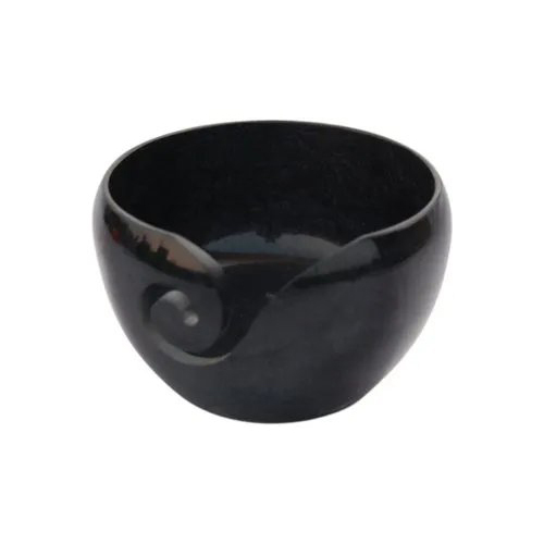 Black Resin Yarn Bowl - 6x5x3.5 Inch | Polished Finish, Round Shape, Plain Pattern, Made from Durable Resin