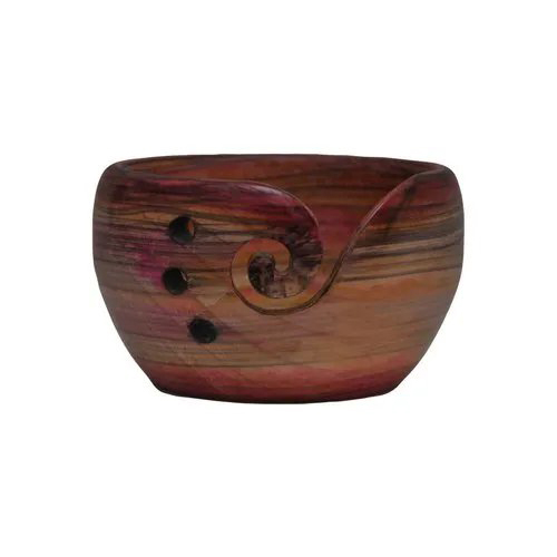 Pine Wood Yarn Bowl - Pine Wood, Inner Diameter 4 Inch, Outer Diameter 7 Inch, Brown Color, Modern Design, Stain Finish, Round Shape