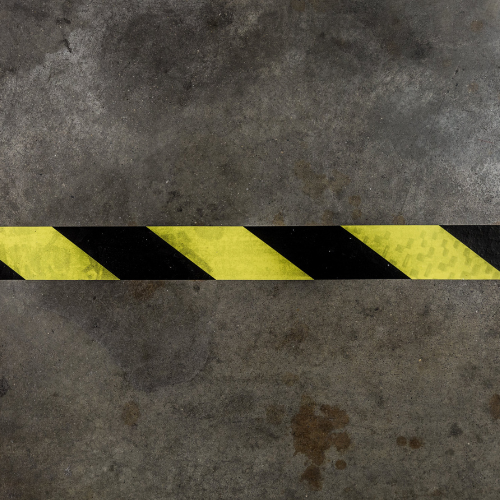Pvc Floor Marking Tapes - Durable Pvc 2-inch Width Yellow And Black Caution Design | Strong Adhesive For Industrial Use Resistant To Wear And Chemicals