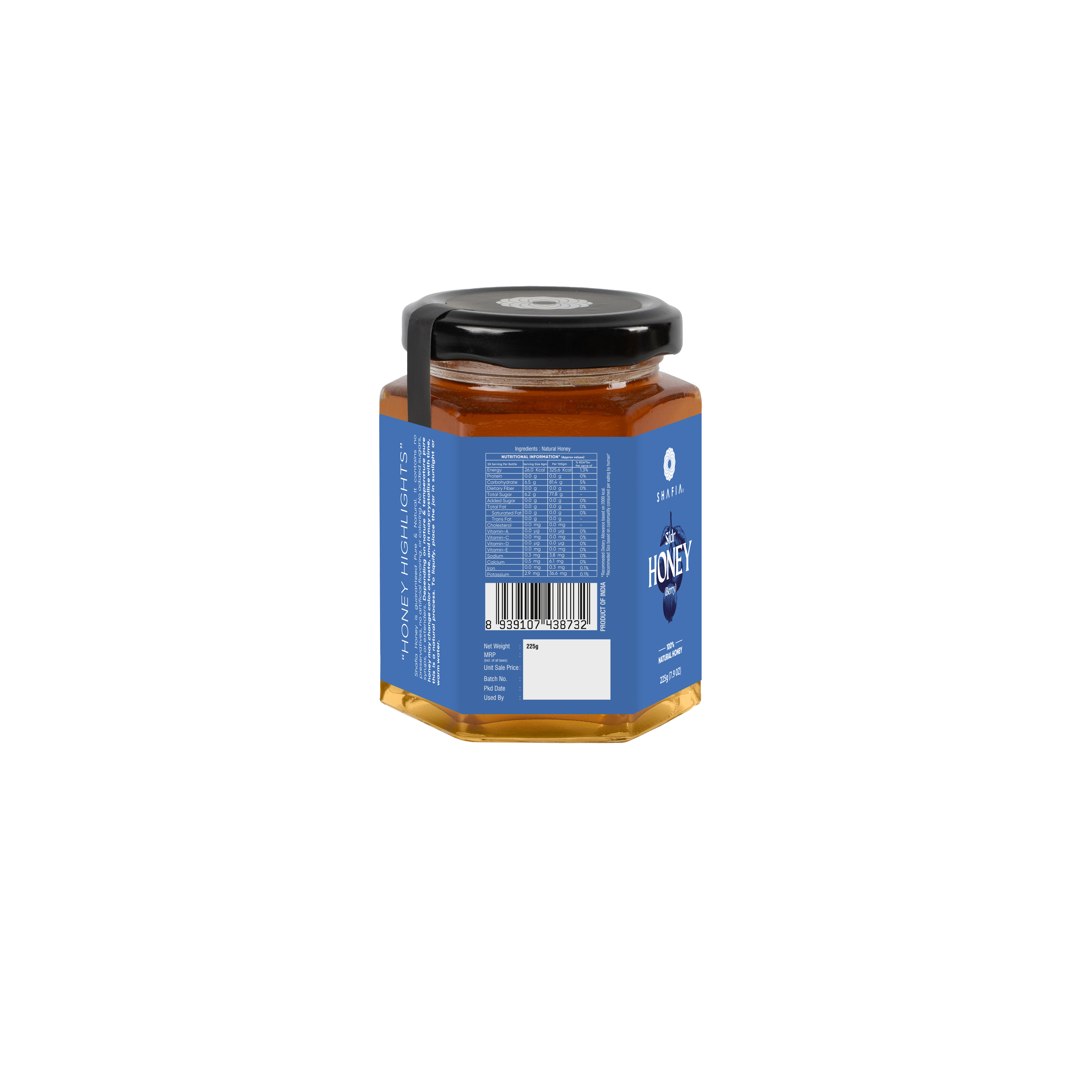 Sidr (Berry) Honey 225gm - Moisture 18.60%, Shelf Life 18 Months | First Class Grade, Rich In Antioxidants, Supports Gut Health