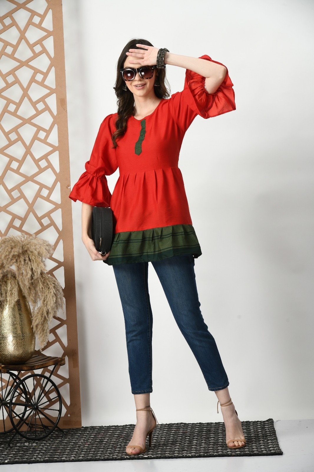 Heavy Silk Top - M, L, Xl, Xxl Sizes, Ethnic Classic Design | Anti Wrinkle, Quick Dry, Washable, Short Sleeves