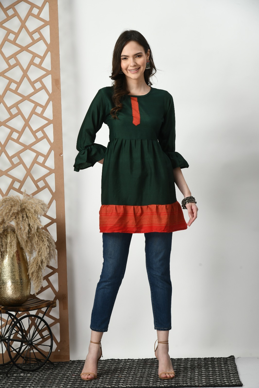 Heavy Silk Top - M, L, Xl, Xxl Sizes, Ethnic Classic Design | Anti Wrinkle, Quick Dry, Washable, Short Sleeves