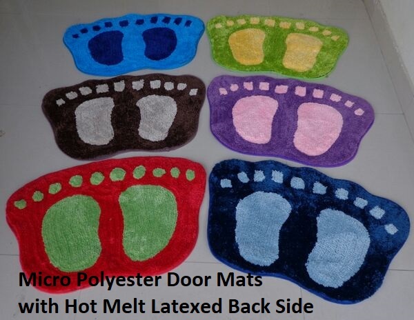 Micro Foot Design Door Mats - Micro Polyester, 16x24 Inches, Custom Colors Available | Dotted Anti-slip Backing, Tufted Foot Design, Customizable Sizes