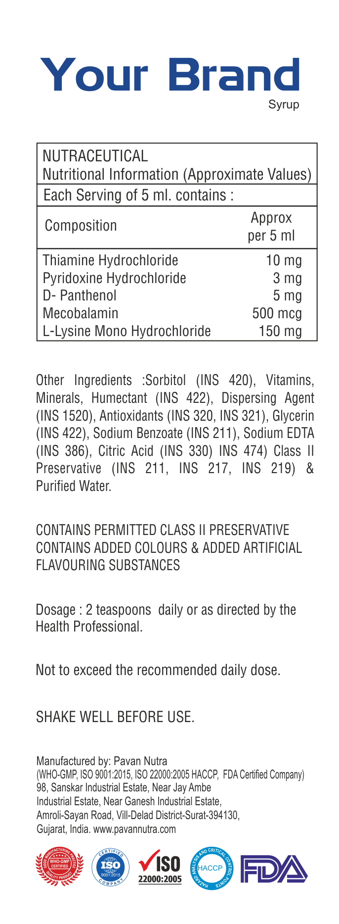 Methyl Cobalamin With Amino Acid Syrup
